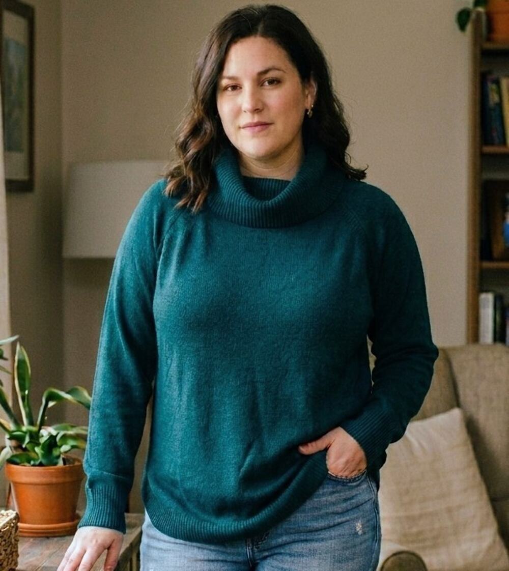 Time and Tru Women's XXL (20) Cowl Neck Sweater Gem Slate Blue Teal Tunic Soft